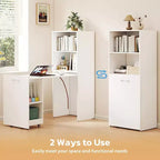 Bureau extensible MooxvMoo avec étagères de rangement et roulettes mobiles, table d'ordinateur pliable pour petits appartements et bureaux à domicile, blanc