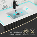 Meuble-lavabo de salle de bain Wavy Line 30/36/48 avec évier et robinet