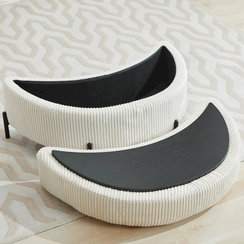 Fauteuil d'appoint pivotant rembourré 42,3 W avec 4 oreillers et pouf de rangement demi-lune