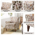 Fauteuil en bois traditionnel Araceli, rembourré à motifs floraux, avec dossier à oreilles et garniture cloutée | ART OF LIVING DESIGNS