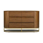 Commode moderne à 6 tiroirs avec plateau Live Edge, piètement en métal et construction en bois mélangé durable