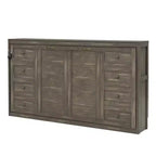Lit escamotable double avec éclairage LED, peut être plié en armoire, armoire-lit murale dissimulée pour chambre d'amis