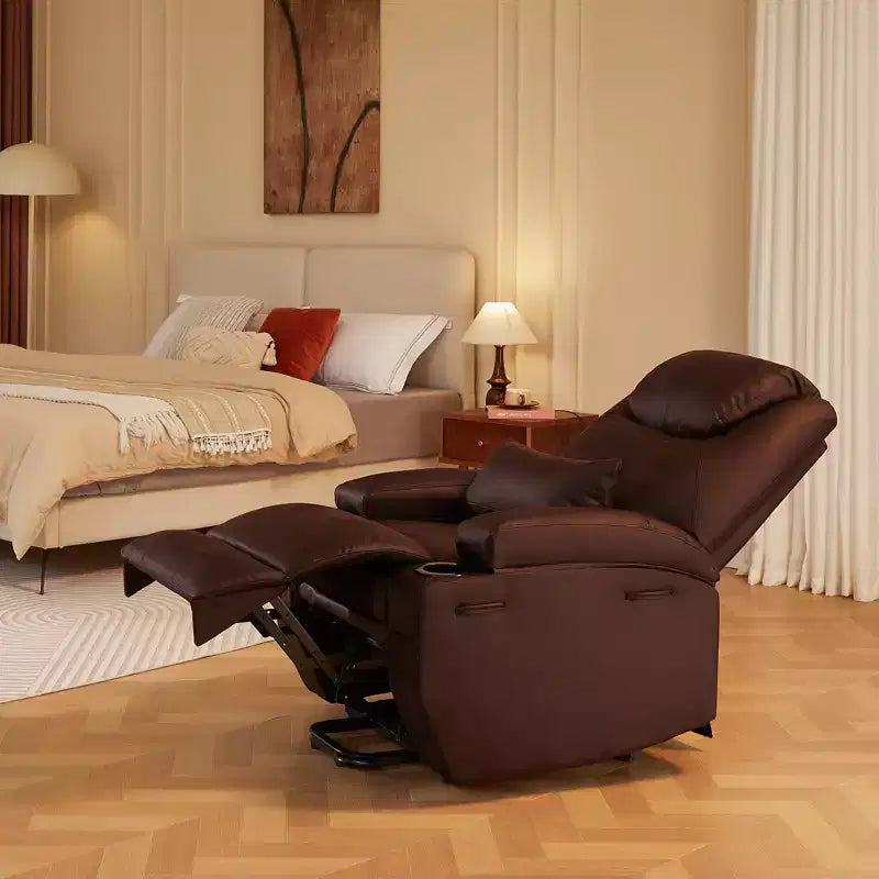 Fauteuil inclinable électrique Bestier de 88 cm avec fonction de levage, massage et chauffage, en similicuir, avec poches latérales et porte-gobelets