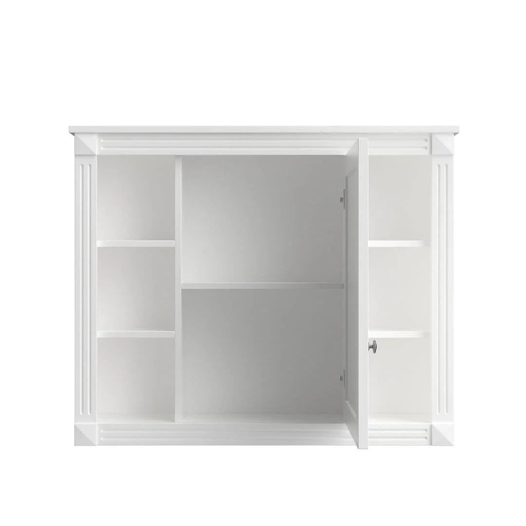 Meuble-lavabo de salle de bain moderne de 91 cm avec lavabo et armoire de toilette, 2 portes et 2 tiroirs