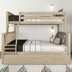 Lit superposé Max & Lily une place au-dessus d'un lit double avec lit gigogne, lits superposés pour enfants en bois massif de style scandinave