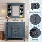 Meuble-lavabo de salle de bain moderne de 91 cm avec lavabo et armoire de toilette, 2 portes et 2 tiroirs