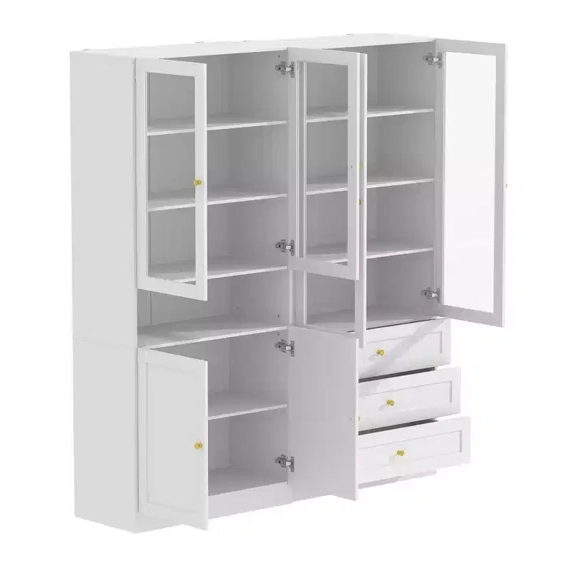 Meuble de rangement polyvalent Famapy avec portes vitrées, bibliothèque, organisateur de garde-manger