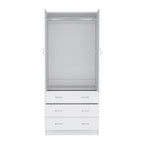Grande Armoire Moderne à Deux Portes avec 3 Tiroirs et 1 Tringle pour Chambre à Coucher