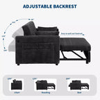 Canapé-lit convertible 55 pouces avec repose-pieds escamotable et dossier réglable, canapé peu encombrant pour petits appartements