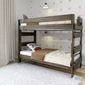 Lit superposé double en bois massif Plank+Beam pour adulte