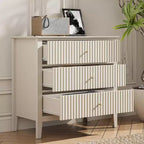 Heynemo Commode 3 Tiroirs, Table de Chevet en Bois Peint de 76 cm de Haut avec Rangement, Grande Commode Moderne avec Coulisses à Roulement à Billes