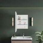 Armoire à pharmacie LED noire / blanche / dorée, porte simple, charnière à gauche ou à droite, encastrée ou murale