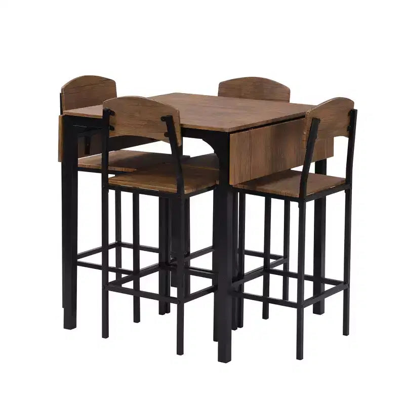 Ensemble de table à manger pliable à hauteur de comptoir Whisen Farmhouse 5 pièces avec chaises de salle à manger