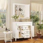 Meuble-lavabo de salle de bain moderne de 91 cm avec lavabo et armoire de toilette, 2 portes et 2 tiroirs