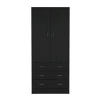 Grande Armoire Moderne à Deux Portes avec 3 Tiroirs et 1 Tringle pour Chambre à Coucher