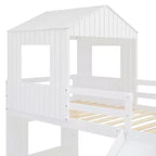 Lit superposé en bois Luxystar avec maisonnette, toboggan et barrières de sécurité, double sur grand lit