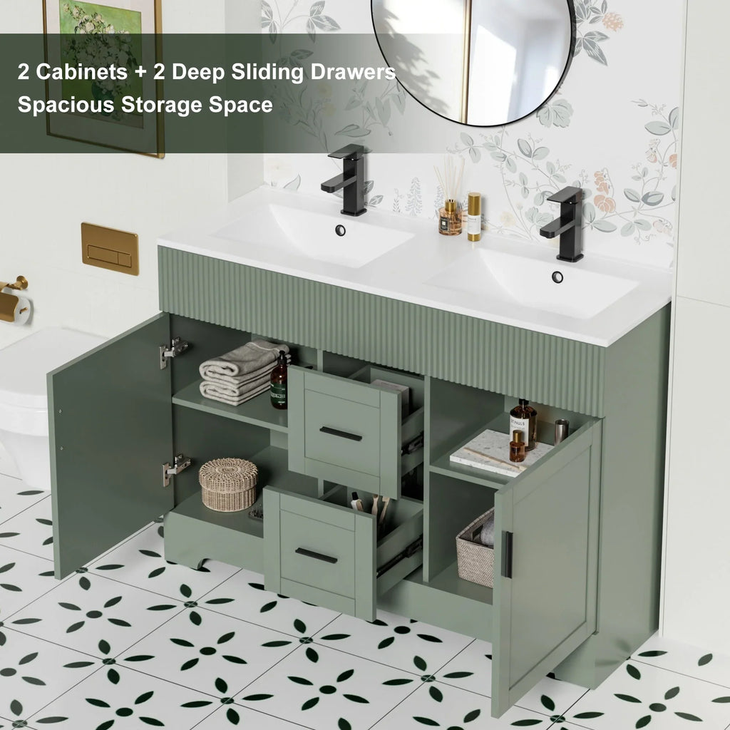 Meuble-lavabo de salle de bain Wavy Line 30/36/48 avec évier et robinet