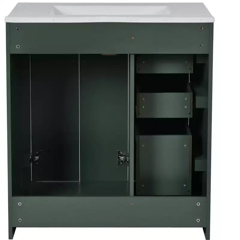 Meuble-lavabo simple de 76 cm avec armoire et 3 tiroirs – Noir / Bleu / Vert / Indigo / Blanc