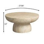 Table basse ronde Lunexa de LeisureMod, table d'appoint à piédestal en pierre de fibre pour utilisation intérieure ou extérieure, design sculpté avec patins antidérapants