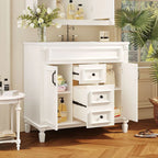 Meuble-lavabo de salle de bain moderne de 91 cm avec lavabo et armoire de toilette, 2 portes et 2 tiroirs