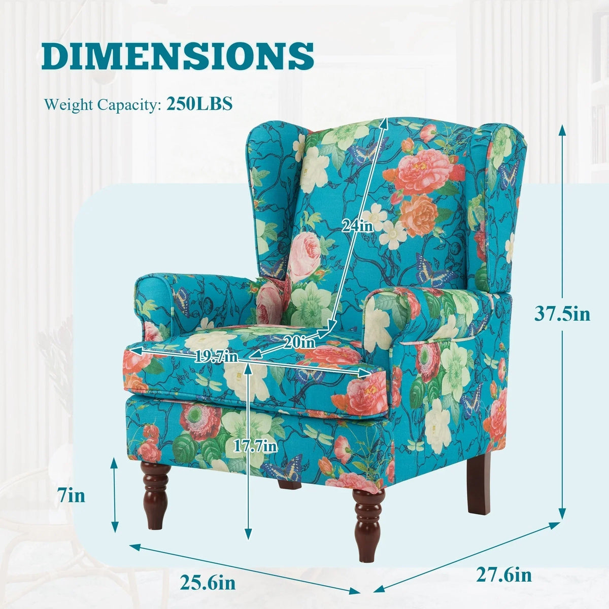 Fauteuil d'appoint moderne Erommy, fauteuil à dossier haut, canapé simple en tissu rembourré avec boutons et pieds en bois pour salon