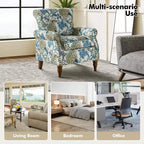 Fauteuil en bois traditionnel Araceli, rembourré à motifs floraux, avec dossier à oreilles et garniture cloutée | ART OF LIVING DESIGNS