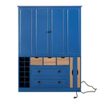 Garde-manger de cuisine autoportant Whisen de 180 cm de haut, grand buffet de salle à manger avec 4 portes pliantes, étagères, porte-bouteilles