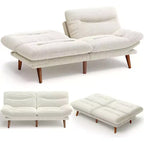 Canapé-lit 168 cm en velours côtelé, avec dossier et accoudoirs réglables, idéal pour les petits espaces, les salons ou les bureaux comme futon.