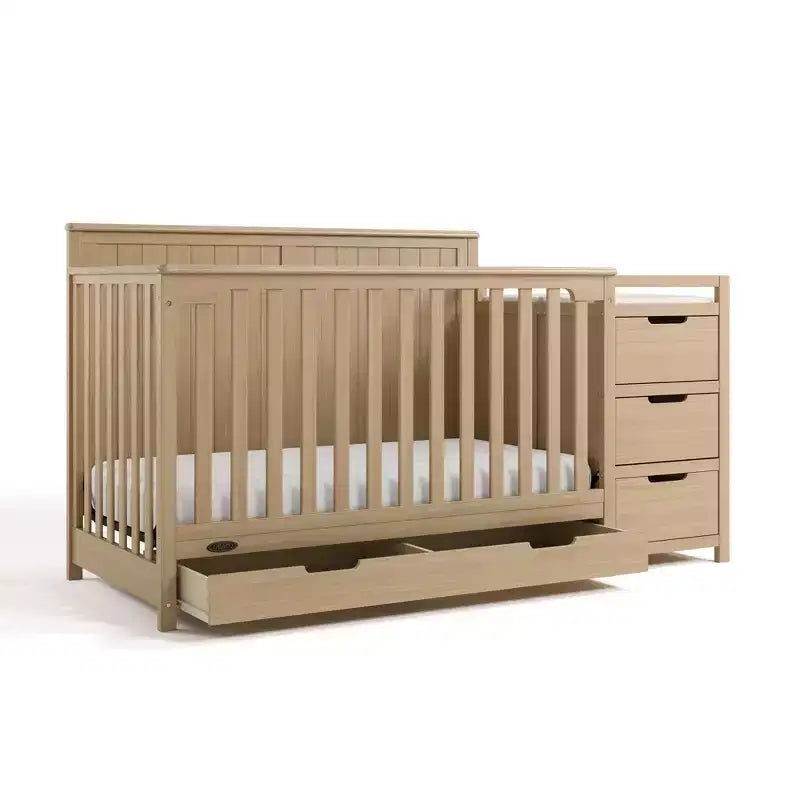 Lit de bébé et table à langer transformable 5-en-1 avec tiroir