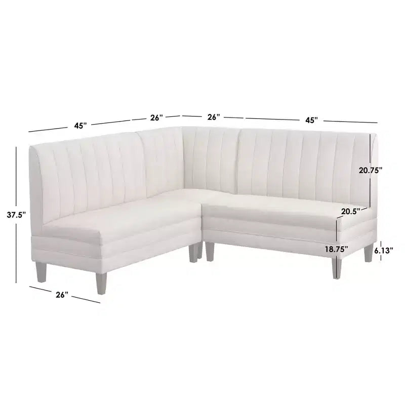 Lifestorey Ensemble de salle à manger 4 pièces Kerrington avec banquette à dossier cannelé Noyer/Crème : Tissu aspect lin, Table sur pied central