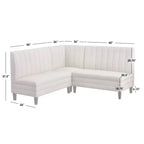 Lifestorey Ensemble de salle à manger 4 pièces Kerrington avec banquette à dossier cannelé Noyer/Crème : Tissu aspect lin, Table sur pied central