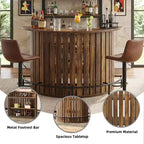 Mini-bar de rangement 4 niveaux en forme d'arc, table de bar à la maison rustique moderne avec repose-pieds et construction en MDF