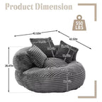 Canapé poire pour adultes et enfants, grand fauteuil poire en velours côtelé avec 3 oreillers et accoudoirs pour salon et chambre à coucher