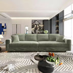 102.4 Canapé convertible 4 places en velours côtelé avec poufs – Vert