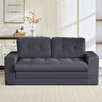 Mjkone Canapé-Lit Futon Convertible 2-en-1 180 cm, Canapé Deux Places Pliable en Tissu Côtelé avec Boutons Touffetés, Idéal pour Petits Espaces