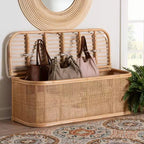 Banc de rangement bali & pari Ishana en rotin naturel Naturel/Blanc : Polyester rembourré, cadre en contreplaqué, aucun assemblage requis