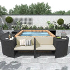 Canapé d'angle d'extérieur en rotin pour spa, forme quadrilatérale