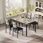 Ensemble table à manger pour 4 personnes, avec 4 chaises rembourrées, ensemble de 5 pièces de table de cuisine en bois avec protecteur de coin pour cuisine, appartement, petit espace.