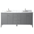 Meuble-lavabo de salle de bain Vanity Art 72 po à double vasque avec dessus en marbre reconstitué