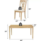 Ensemble de salle à manger Zevemomo 7 pièces en bois massif avec 6 chaises rembourrées, ensemble table et chaises compact pour salle à manger, cuisine, couleur bois naturel