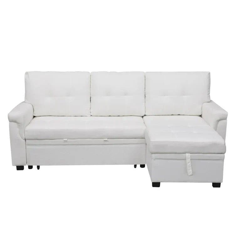 Canapé d'angle réversible convertible avec lit gigogne, méridienne de rangement et pieds durables