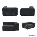 Grand canapé modulaire sectionnel en velours côtelé, en forme de U, 4 places avec 2 poufs et 5 oreillers