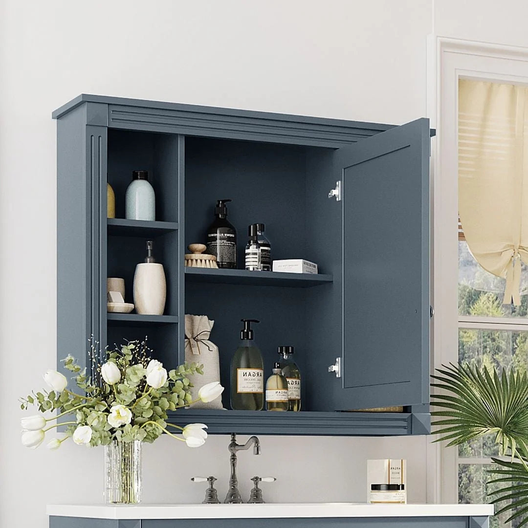 Meuble-lavabo de salle de bain moderne de 91 cm avec lavabo et armoire de toilette, 2 portes et 2 tiroirs