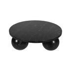 Table basse ronde en marbre avec pieds sphériques, multicolore, 4 places