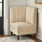 Lifestorey Ensemble de salle à manger 4 pièces Kerrington avec banquette à dossier cannelé Noyer/Crème : Tissu aspect lin, Table sur pied central