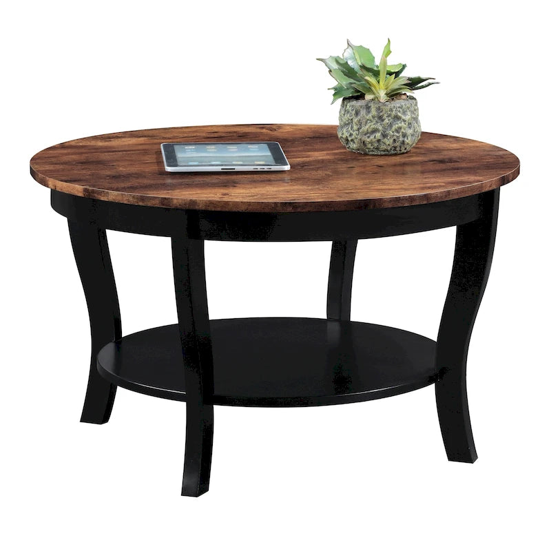 Table basse ronde avec étagère American Heritage de Convenience Concepts