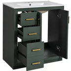 Meuble-lavabo simple de 76 cm avec armoire et 3 tiroirs – Noir / Bleu / Vert / Indigo / Blanc
