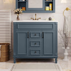 Meuble-lavabo de salle de bain moderne de 91 cm avec lavabo et armoire de toilette, 2 portes et 2 tiroirs