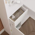 Table à ongles blanche avec extracteur de poussière intégré, écran en verre trempé, poignées dorées, poste de travail de salon de manucure, table de maquillage