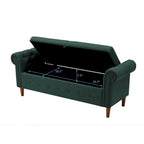 Banc de rangement pour chambre, bout de lit, accoudoirs roulés, canapé ottoman en velours, long banc